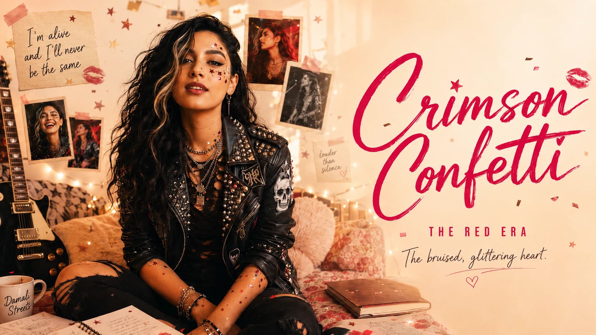 Damali Street seated in a warm bedroom studio during the Crimson Confetti era